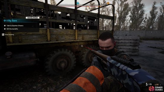 Shoot the initial Bandit with a Shotgun and then run for cover.