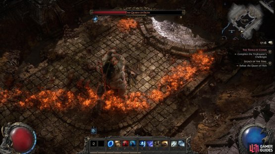 Throughout the battle, orange spores will form lines across the arena.