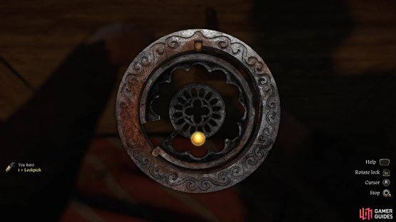 then lockpick Fanka’s Chest by keeping the ball  glowing while you rotate.