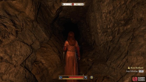Follow Rosa through the underground passage.