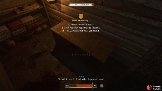 When you go to check on Victoria, you’ll find a pool of blood.
