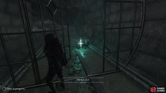 Drop down the hole and turn around to find a door you can finally use the Old Key on.