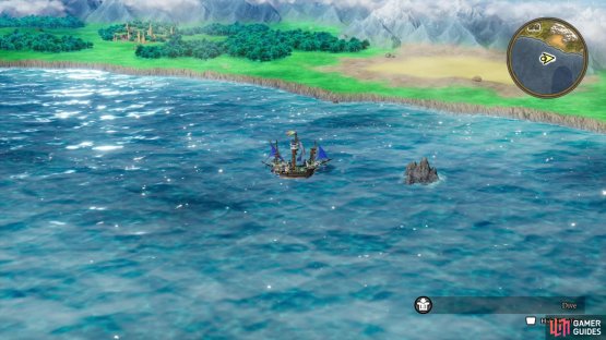 Sail to a rocky island southeast of Burrowell,