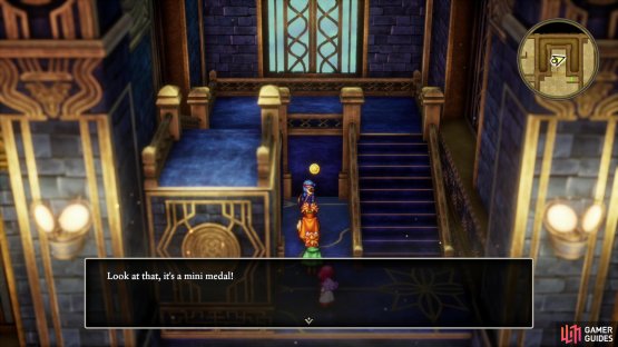 then search near some stairs along the north-center of 3F for a Mini Medal.