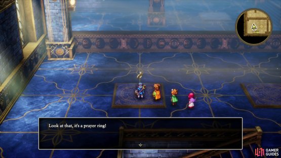 then head up the southwestern stairs on 1F to find a hidden Prayer Ring on the ground.