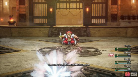 The King of Dirkandor is a pretty straight-forward physical attacker - he’s got few tricks, save for the ability to debuff with Attack Attacker,