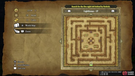 The first floor is a bit like a maze, but the goal is the center room with the four sets of stairs.