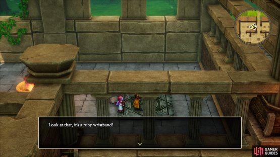 There is an invisible treasure on the first floor that contains a Ruby Wristband.