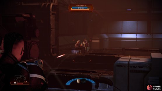 Use Overload if you have it, or Zaeed’s Disruptor Ammo to take down the Mech’s shield