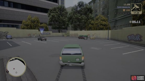 to find the Stinger parked behind the building. 