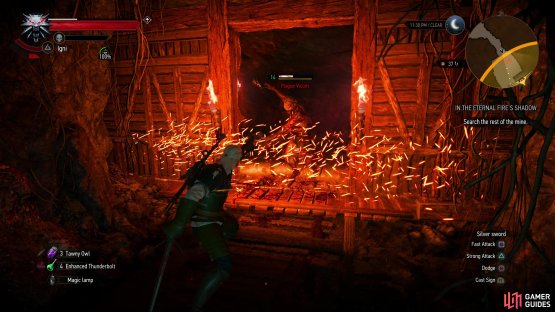 Fight your way through a group of Plague Victims to reach the salt cavern.