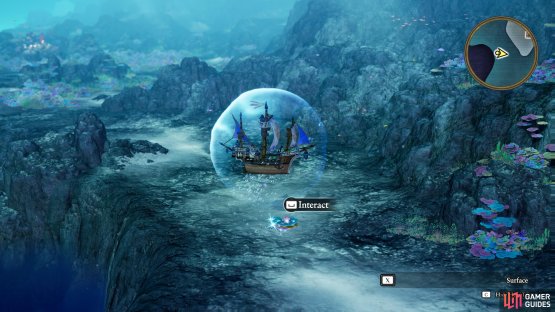 The underwater exploration adds a refreshing change to the overworld in Dragon Quest II HD-2D Remake.