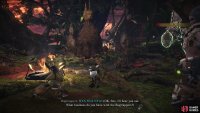 When you reach the camp, your Palico will come to an understanding with the Grimalkynes
