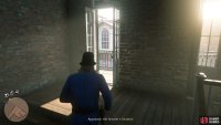 take the stairs to the top and head out the balcony