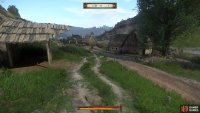 Run toward the horses by the house, not directly to the Cumans.