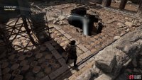 Move all the towers away from the last beam of light so that it can reach the mirror through the hole in the floor