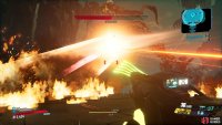 the powerful laser leaves a fire based area of effect in it’s wake.