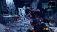 now hop up onto the right platform and step on the final square and shoot through the last set of circles to open the door.