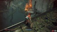 Use the Force Pull ability to take a lantern and throw it at the branch down to the left to free a Chest 