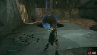 to be blown onto the raised area on the right side of the room, place it into the circle