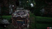 Push the crate through the hole and call the elevator down, then place it inside the elevator.