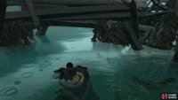drop down into the water and go through this gap