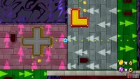 In the third section, quickly move over to the right bottom side of the cross platform before you move into the grey gravity.