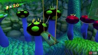 You’ll need to jump across the toadstools using the ropes