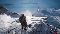 Approach Halfdan on the cliff edge to begin a cutscene.