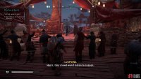 Approach Hjorr at the alehouse to begin a cutscene.