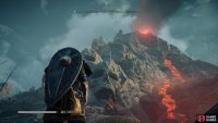 You’ll need to climb the mountain to reach the peak where the rock outcrops are located.