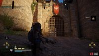 Climb the walls beside the portcullis to get inside.