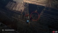 Use the fire pot to destroy the barricade at the bottom of the hidden passage.