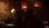 Destroy the blockade in the main room where the crushers are located.
