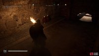 The fire pots on the eastern wall, which you can use to destroy the blockade behind the movable barricade.