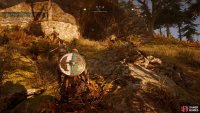 Follow Aelfgar and Grim into the cave to hunt the bear.