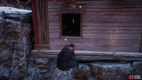 You can enter the house via an open window on its western side.