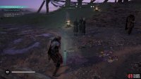 Examine the blood near the hill to the west.