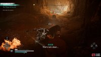 Defeat the wolves in the cave, then follow Aelfgar out.