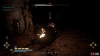 You can use a torch to light a small area around you, and inflict fire damage on Fulke.