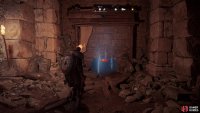 You’ll need to slide under the hole in the wall to access the roman artifact.