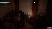 Inspect the wine in the hidden room behind Hjorr’s table.