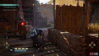 Kill the guard at the top of the ladders, then ascend the steps.