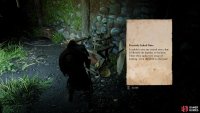 You’ll find the clue in the form of a note on the western side of the trade post.