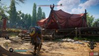 You’ll find the chest in a large red tent on the western side of the camp.