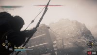 Shoot the links on the drawbridge to lower it.