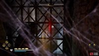 Shoot the door lock through the bars so that you can open it on the other side.