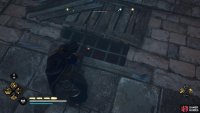 Shoot the fire pots from the hole above the ruins to destroy the barricade at the entrance.