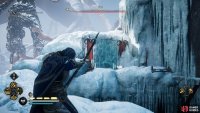 Jump along the wooden platforms to reach the chest behind the ice.