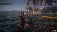 Use the tree trunks and wooden platforms to avoid the freezing waters.